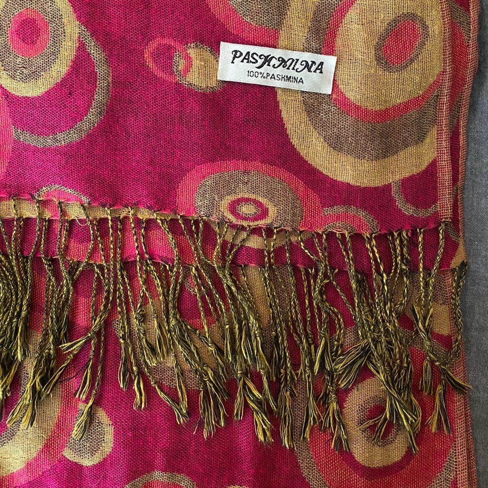 Pink and Tan Pashmina Scarf